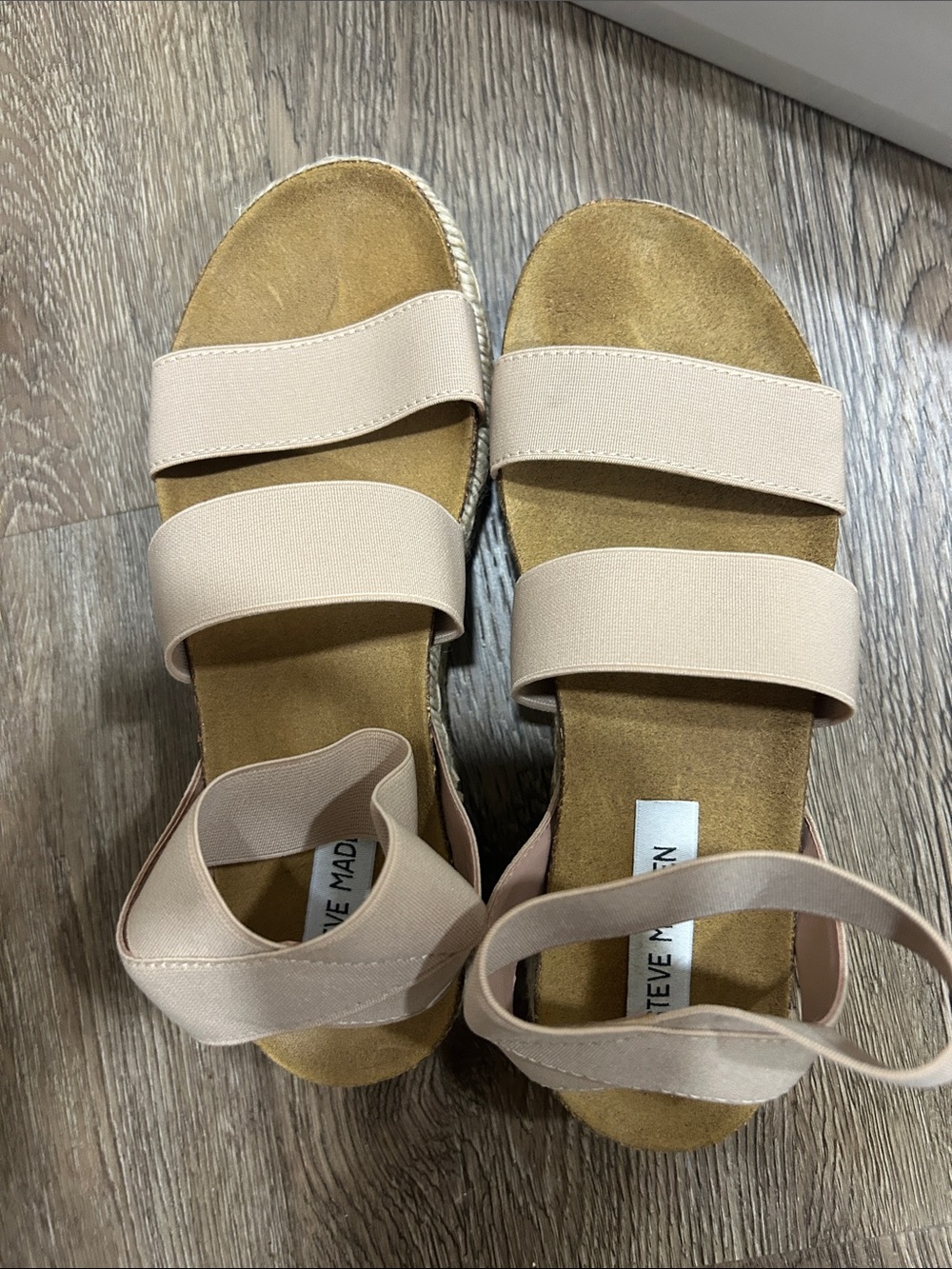 Steve Madden Nude/Tan Platform Espadrille Sandal with Elastic Straps - Picture 6 of 7